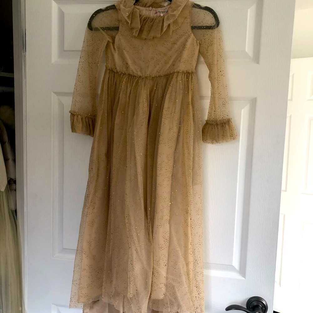 Silk lining Mesh sparkle gown size 4year to 6 year dressy couture for parties.